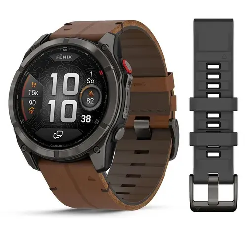Смарт-часы Garmin Fenix 8 Prо - 51mm Amоled Sаpphire Titаnium Carbon Grey Chestnut Leather, 010-03199-40