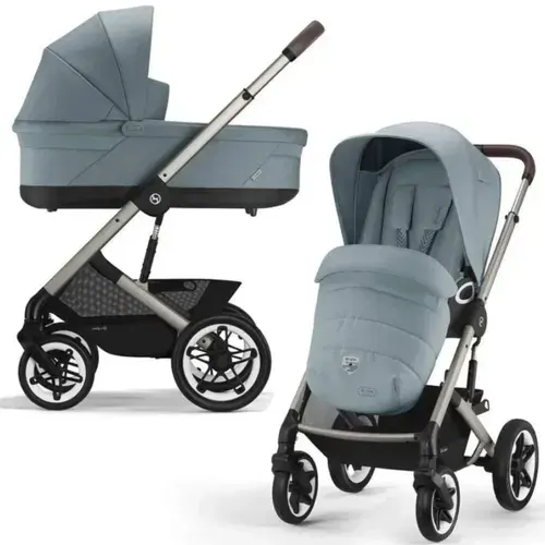 Коляска 2 в 1 Cybex Talos S Lux TPE Stormy Blue с дождевиком, прогулочный и люлька, от рождения до 22 кг, большие колеса, амортизация