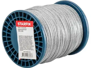 На 294 кг: Трос стальной 5мм оцинкованный DIN 3055 мм, 100 м STARFIX (SMP-53675-100)