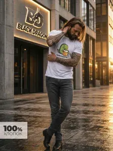 Футболка Black Dragon 100% хлопок с принтом Пивозаврик 1 шт