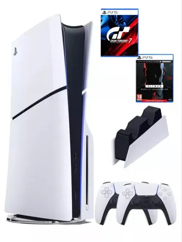 PS5 (ПС5) Игровая приставка Sony PlayStation 5 Slim disk + 2-й геймпад(белый) + зарядное + 2 игры Gran Turismo+ ,1000Gb