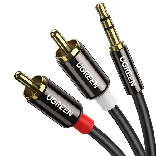 Кабель UGREEN AV116 (10590) 3.5mm Male To 2 RCA Male Cable. Длина: 3м. Цвет: черный