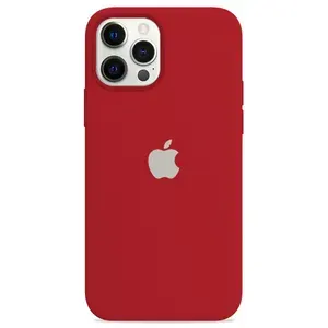 Силиконовый чехол для смартфона Silicone Case на iPhone 15 PRO / Айфон 15 ПРО с логотипом, темно-красный