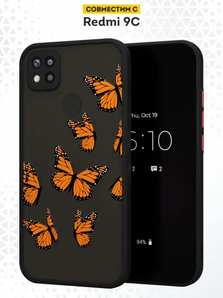 DesignOnCase Чехол бампер на Xiaomi Redmi 9C с принтом Бабочки