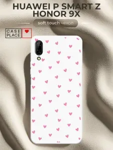 Чехол на Honor 9X / Huawei P Smart Z Soft Touch с принтом "Паттерн сердечки"