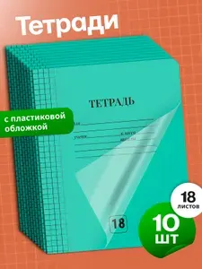 Тетради с пластиковой обложкой AXLER, 18 листов в клетку с прозрачной обложкой, набор 10 штук