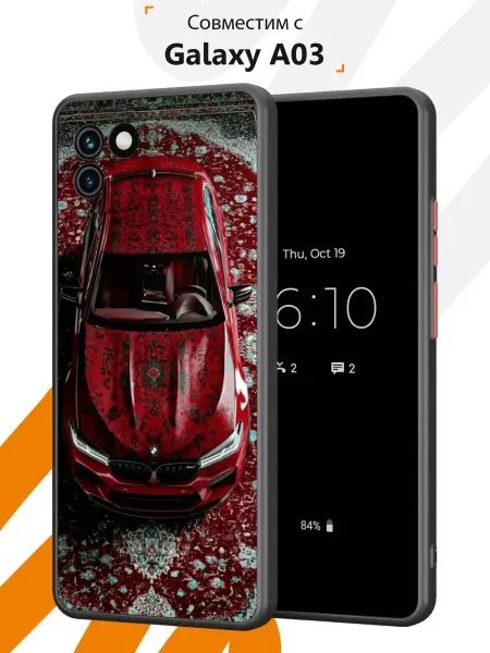 Мобилиус Чехол Бампер на Samsung A03 с принтом Ковер BMW