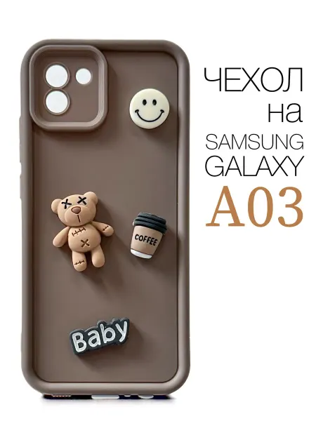 Red Cat Чехол на Samsung Galaxy A03 с объемными фигурками