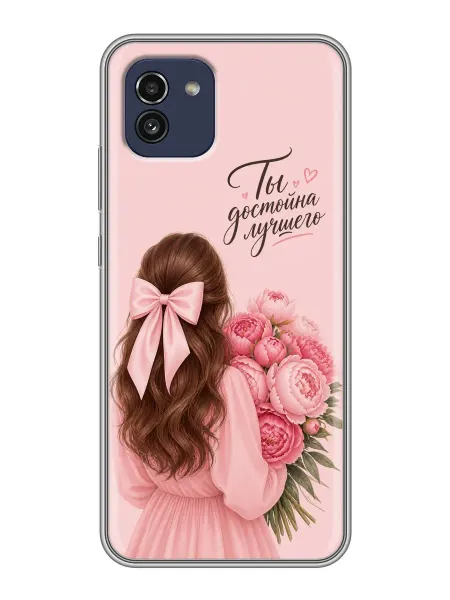 ChesnoCase Чехол на Samsung Galaxy A03 Девушка с букетом для девушки