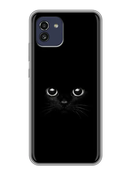 ChesnoCase Чехол на Samsung Galaxy A03 черный котик