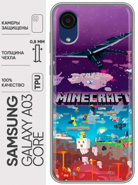 Trendmall Чехол на Samsung Galaxy A03 Core Майнкрафт Скример Minecraft