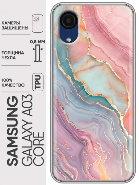 Trendmall Чехол на Samsung Galaxy A03 Core розовый мрамор (женский)