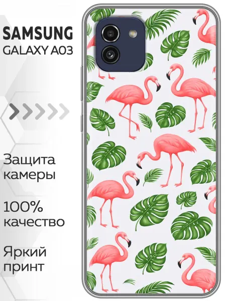 Marketclub Чехол на Samsung Galaxy A03 женский паттерн фламинго