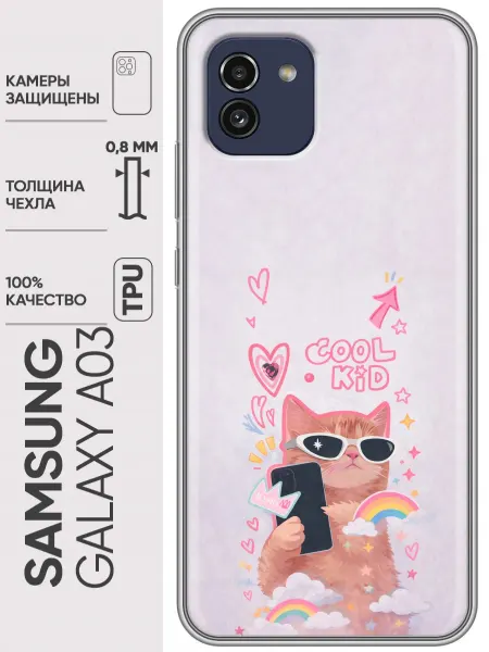 Trendmall Чехол на Samsung Galaxy A03 котик для девочек