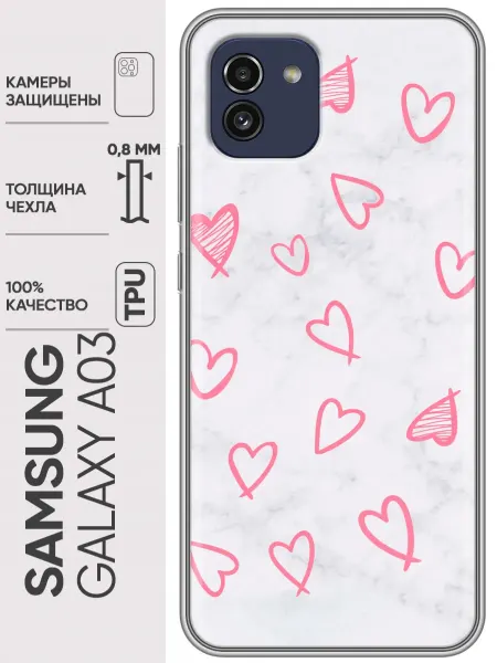 Trendmall Чехол на Samsung Galaxy A03 сердечки для девочек