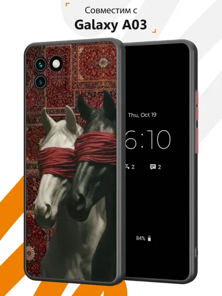 Мобилиус Чехол Бампер на Samsung A03 с принтом Кони