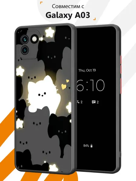 Мобилиус Чехол Бампер на Samsung A03 с принтом Котики