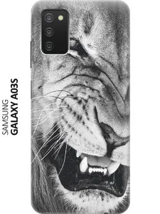 Силиконовый чехол на Samsung Galaxy A03s / Самсунг А03с с принтом "Скалящийся лев"