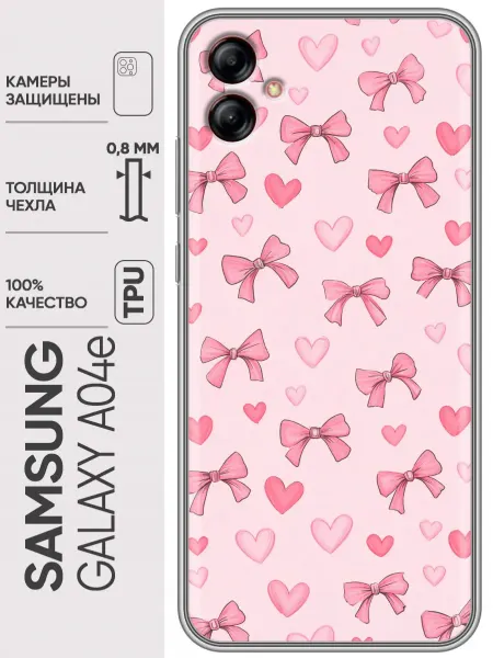 Trendmall Чехол на Samsung Galaxy A04e бантики розовые (для девочки)
