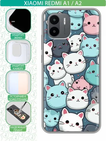InThisCase Чехол на Xiaomi Redmi A1 с принтом Котики