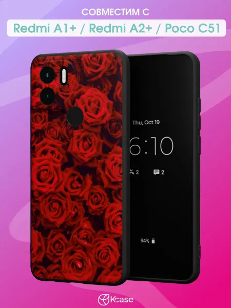Kcase Чехол на Redmi A1+ с принтом Розы