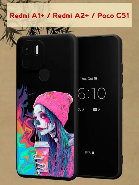 МобиСтиль Чехол на Redmi A1+ с принтом Девушка скелет