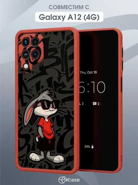 Kcase Чехол-бампер на Samsung A12 с принтом Багз Банни