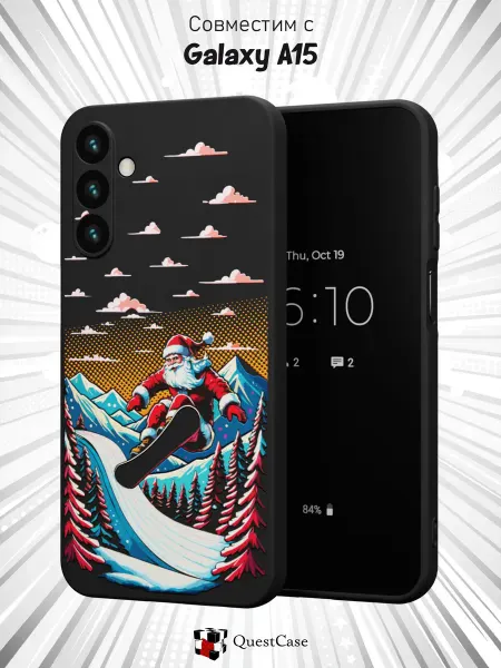 QuestCase Чехол на Samsung Galaxy A15 с принтом Санта