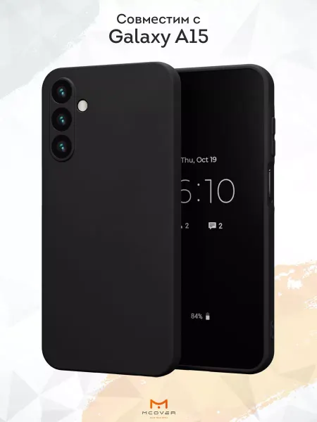 Мобилиус Чехол на Samsung Galaxy A15 черный однотонный