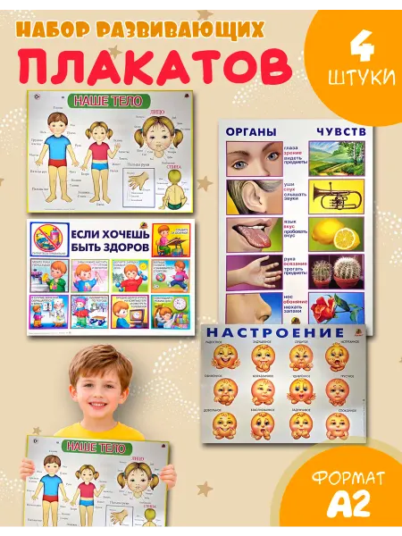 ЛИНГ Обучающие учебные плакаты для детского сада набор 5шт A2