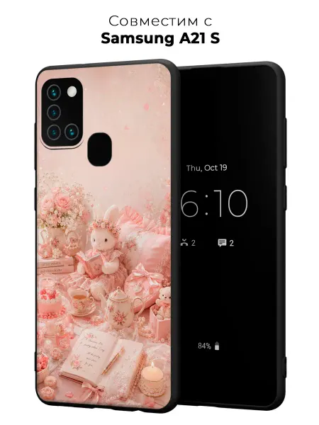 Vip Case Чехол на Samsung Galaxy A21S Чаепитие с зайкой и розами