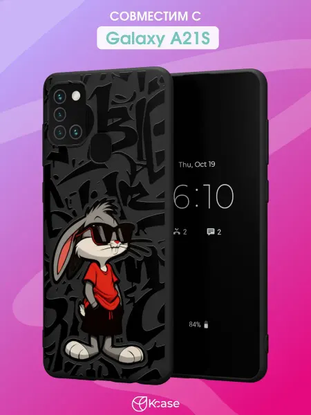 Kcase Чехол на Samsung A21S с принтом Багз Банни