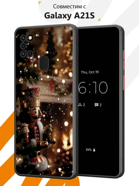 Мобилиус Чехол Бампер на Samsung A21S с принтом Новогодний