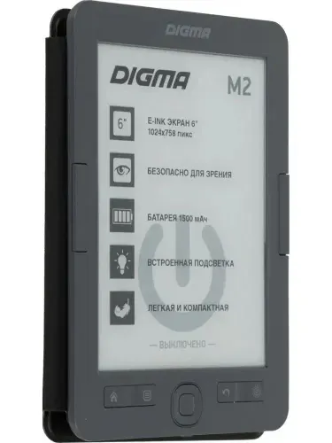 Электронная книга, 6", 758x1024, 4096 МБ, Micro USB, Digma (M2G)
