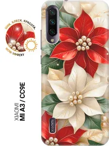 Силиконовый чехол на Xiaomi Mi A3 / CC9e с принтом "Цветы и бусы"