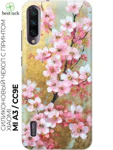 Силиконовый чехол на Xiaomi Mi A3 / CC9e с принтом "Золотые грёзы сакуры"