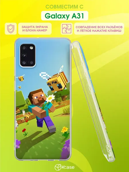 Kcase Чехол на Samsung A31 с принтом Майнкрафт