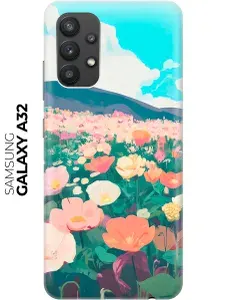 Силиконовый чехол на Samsung Galaxy A32 с принтом "Поле цветов"
