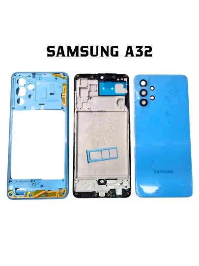 Корпус Samsung A32 комплект – задняя крышка, рамка, слот SIM, стекло камеры, кнопки