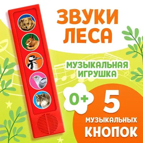 Музыкальная развивающая игрушка "Звуки леса", 5 кнопок