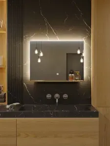 Зеркало настенное для ванной QTR Slavio Maluchini 70*50, нейтральная LED-подсветка, взмах руки