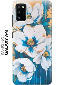 Силиконовый чехол на Samsung Galaxy A41 с принтом "Сине-золотые акценты"