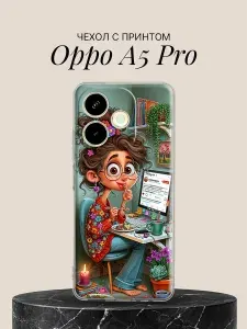 Чехол на Oppo A5 Pro с принтом Девочка-художница с цветами
