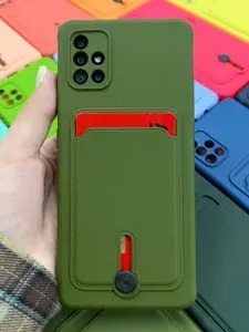 Чехол на Samsung Galaxy A51 хаки с карманом для карты