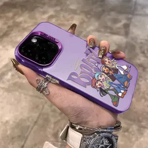 Чехол на Самсунг A55 / Samsung A55 фиолетовый с принтом Bratz - персонажи силиконовый ударопрочный