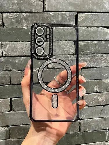 Чехол на Samsung Galaxy A55 (Самсунг А55) MagSafe со стразами