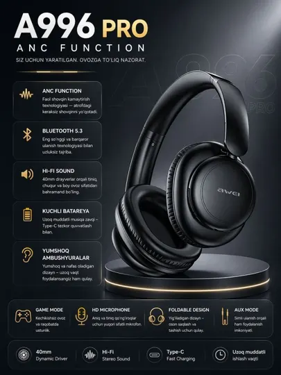 Беспроводные наушники Awei A996 Pro ANC Function