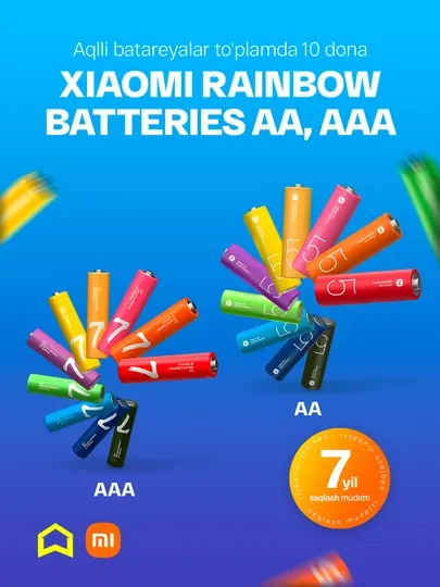 Умные батарейки Xiaomi Rainbow Batteries AA/AAA, в комплекте 10 шт