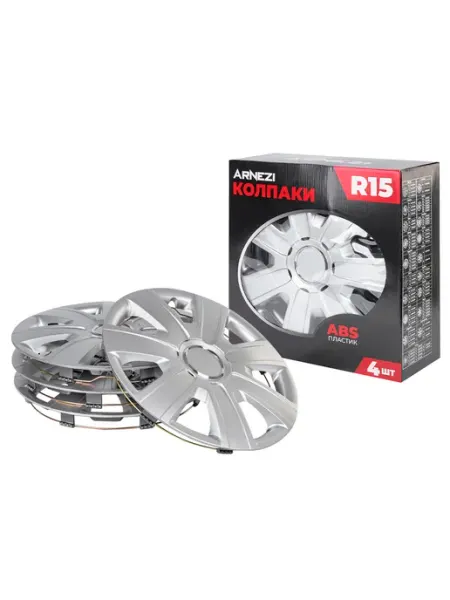 ARNEZI Колпаки R15 на колеса Gamma 4шт (серебристые) ABS-пластик