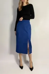Юбка Slmorado замшевая с разрезом миди карандаш